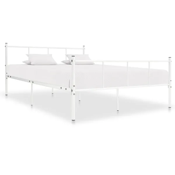 Cadre de lit sans matelas blanc métal 120x200 cm