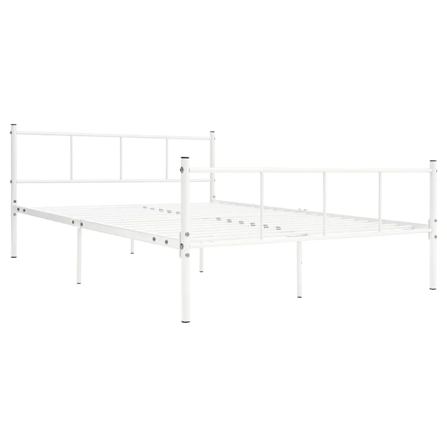 Cadre de lit sans matelas blanc métal 120x200 cm - 2