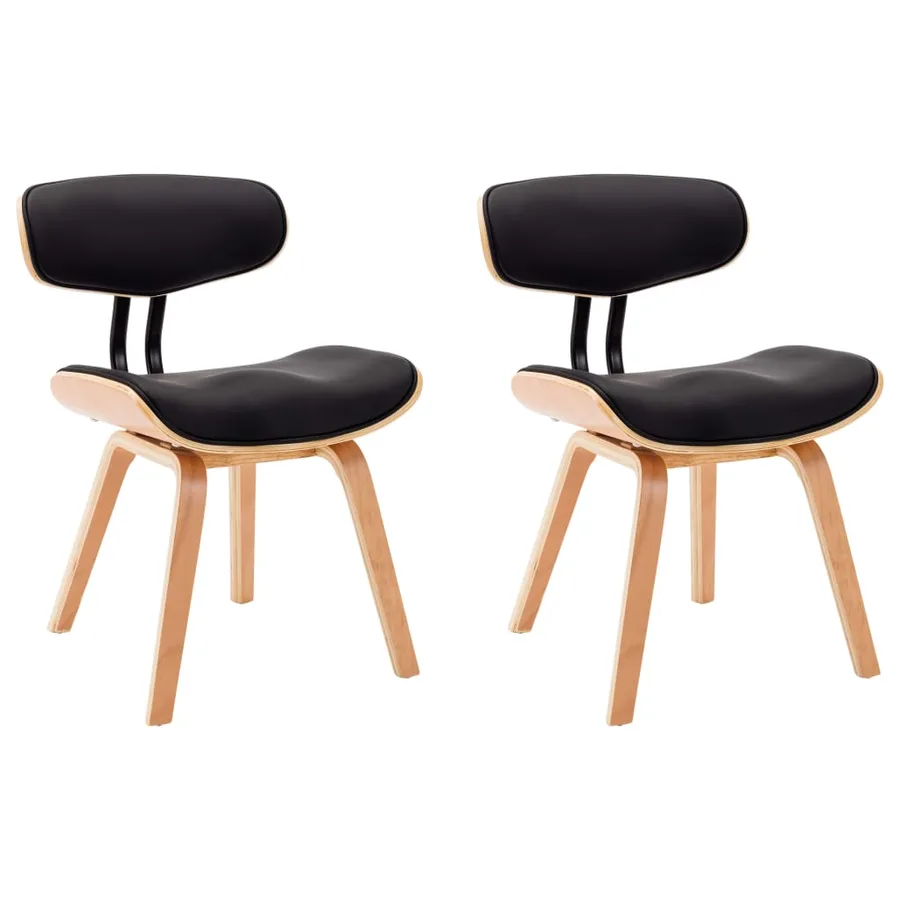 Chaises à manger lot de 2 noir bois courbé et similicuir - 2