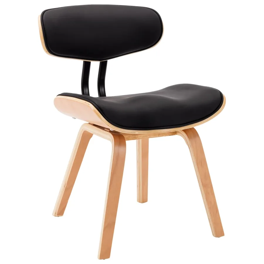 Chaises à manger lot de 2 noir bois courbé et similicuir - 3