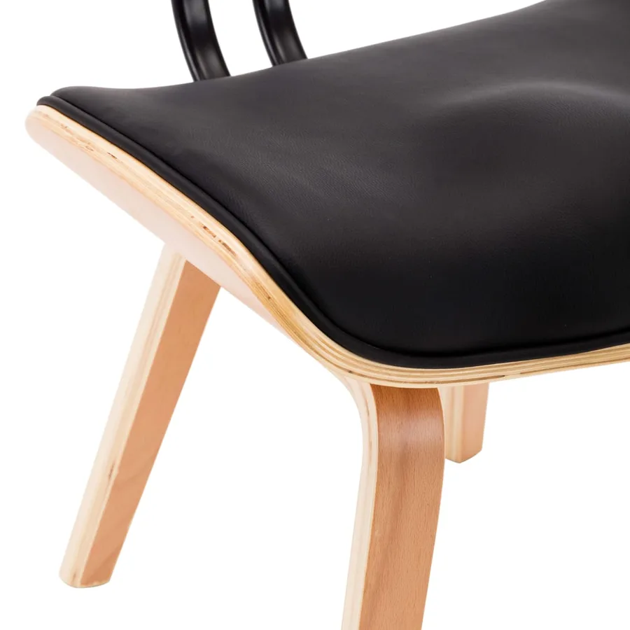 Chaises à manger lot de 2 noir bois courbé et similicuir - 7
