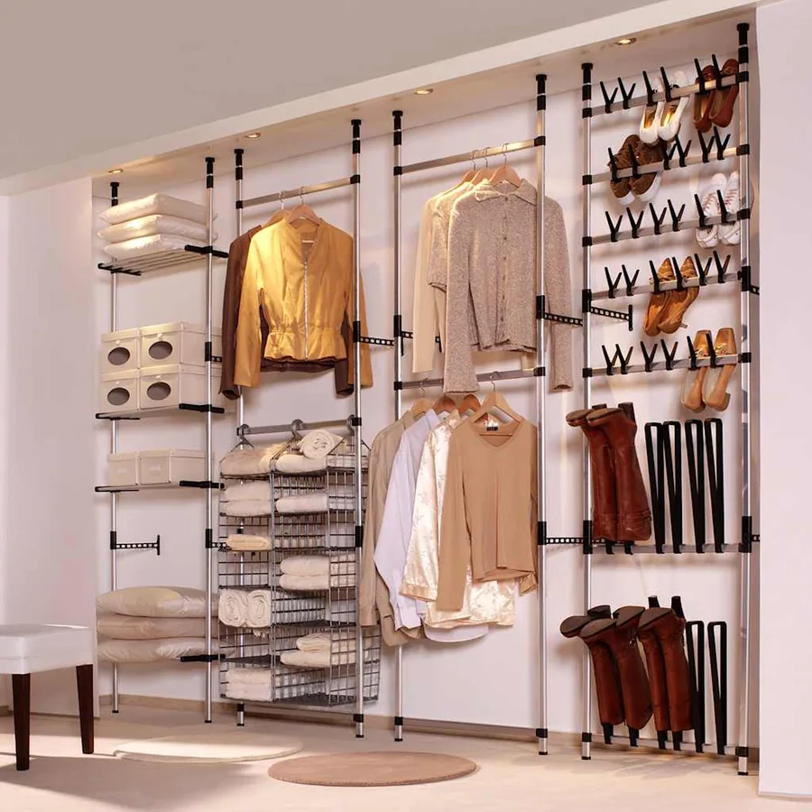 Système de garde-robe télescopique barres et étagère Aluminium - 3