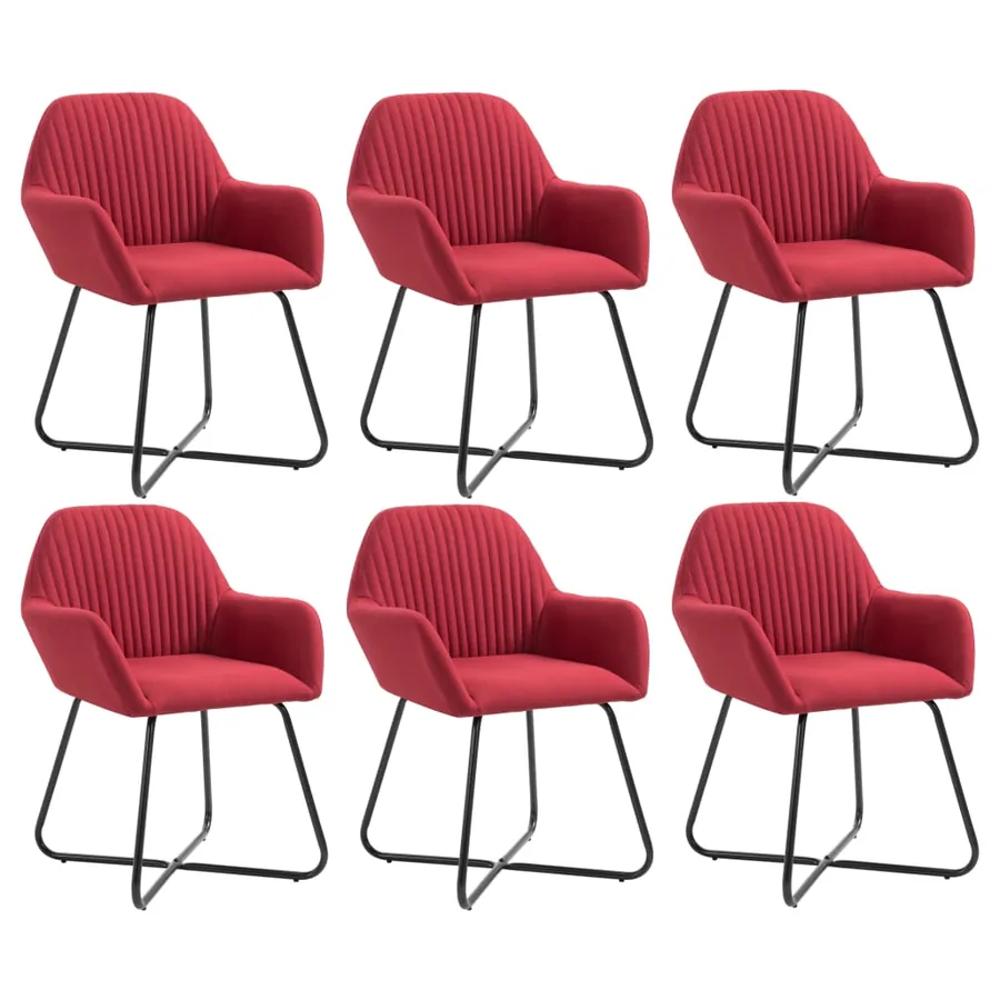 Chaises à manger lot de 6 rouge bordeaux tissu