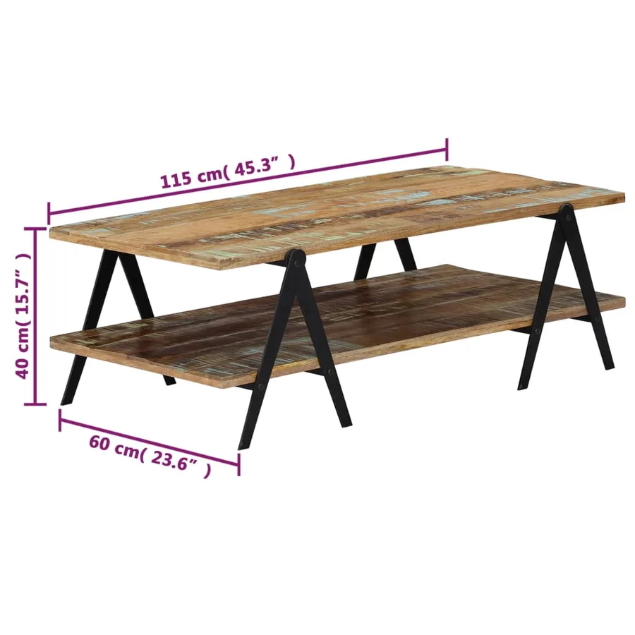 Table basse 115x60x40 cm Bois de récupération massif - 7