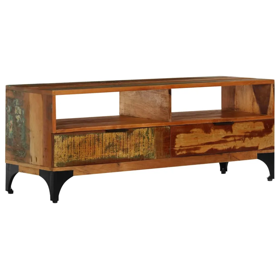 Meuble TV 118x35x45 cm Bois de récupération massif - 12