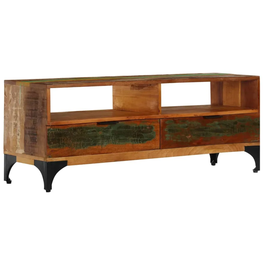 Meuble TV 118x35x45 cm Bois de récupération massif - 14