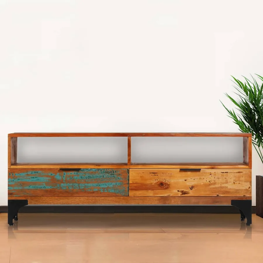 Meuble TV 118x35x45 cm Bois de récupération massif - 8