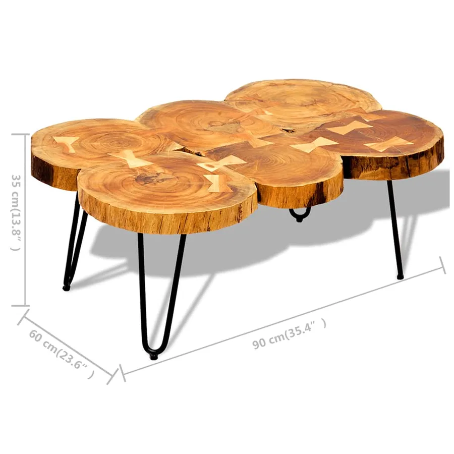 Table basse 35 cm 6 troncs Bois - 9