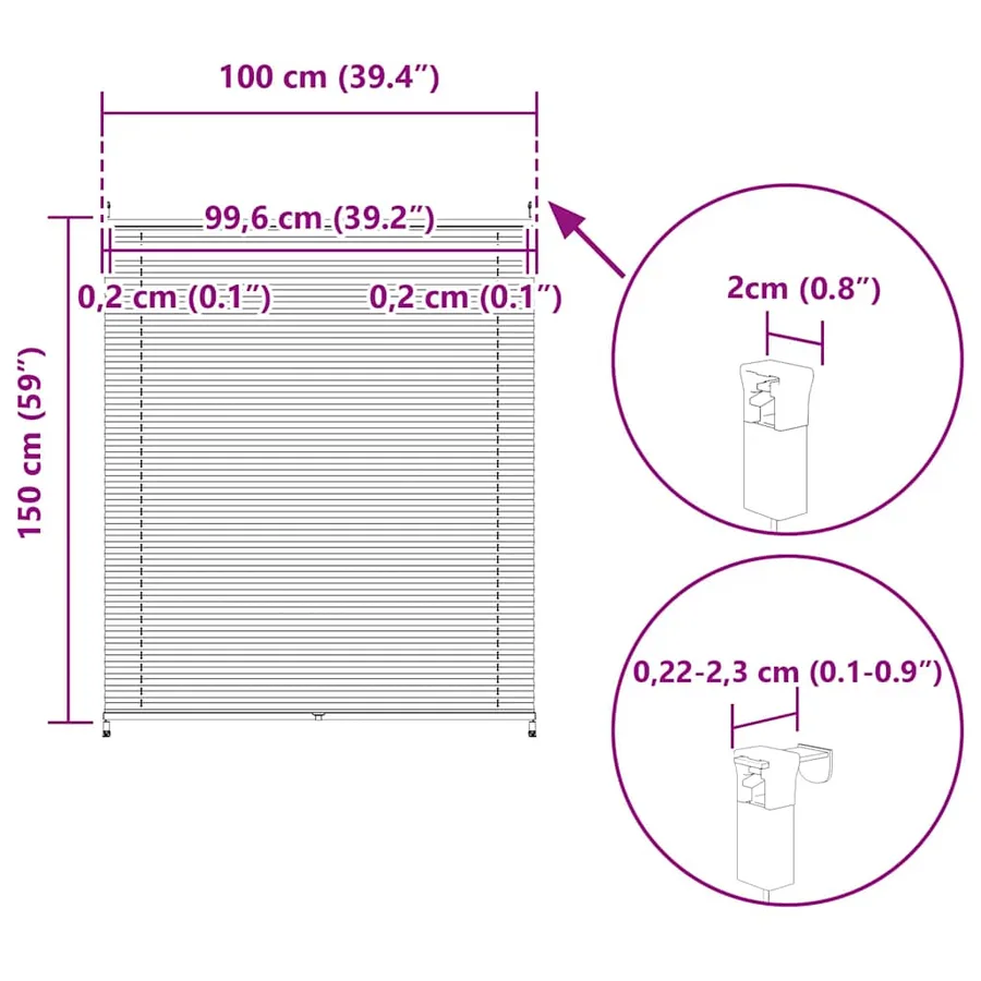 Store plissé 100x150 cm Blanc - 10