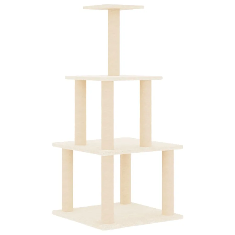 Arbre à chat avec griffoirs en sisal crème 111 cm - 2