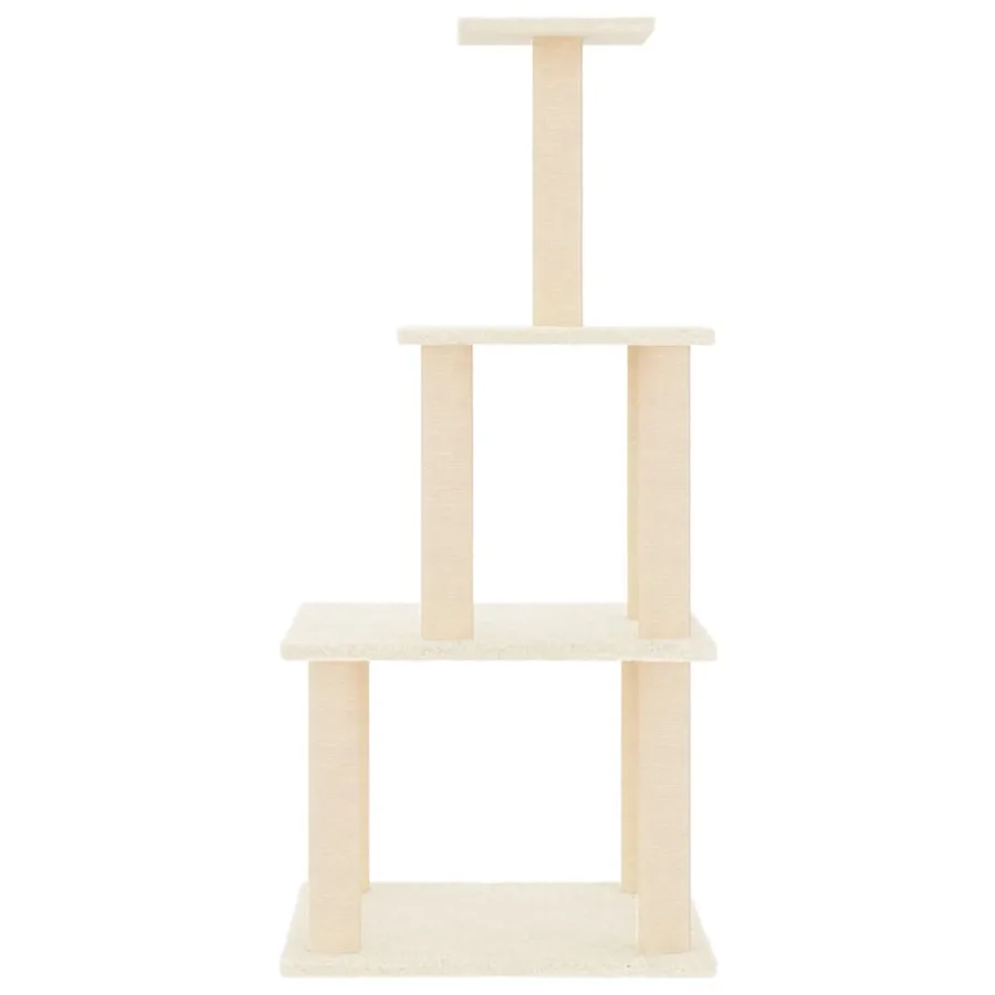 Arbre à chat avec griffoirs en sisal crème 111 cm - 3