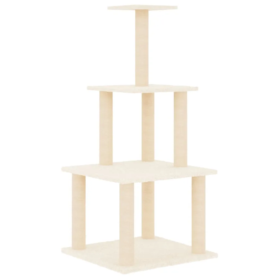 Arbre à chat avec griffoirs en sisal crème 111 cm - 4