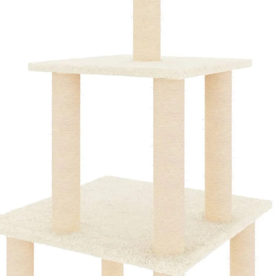 Arbre à chat avec griffoirs en sisal crème 111 cm - 5