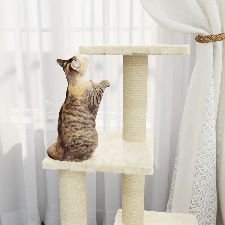 Arbre à chat avec griffoirs en sisal Crème 92 cm - 3