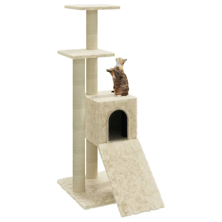 Arbre à chat avec griffoirs en sisal Crème 92 cm - 4