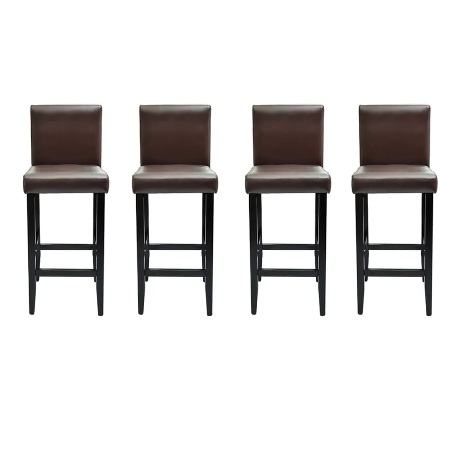 Tabourets de bar lot de 4 marron foncé similicuir - 2