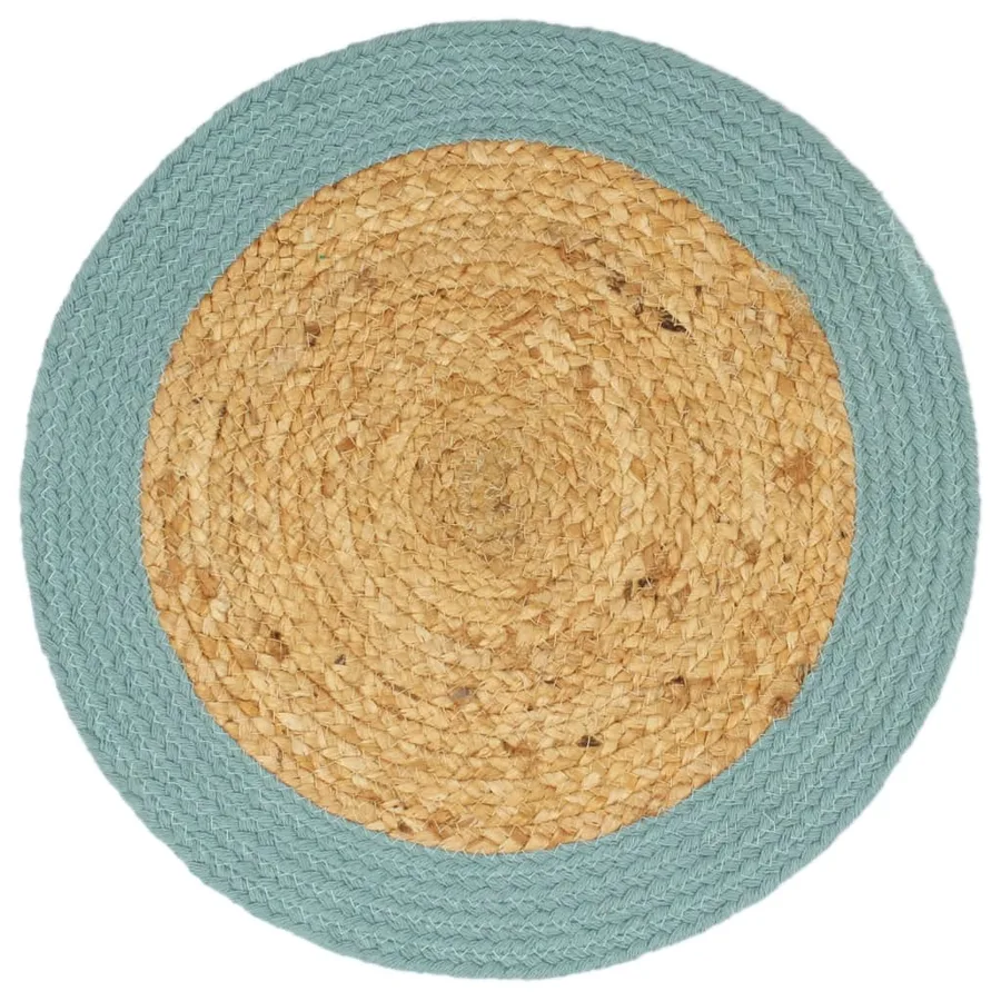 Napperons 6 pcs Naturel et vert 38 cm Jute et coton - 2