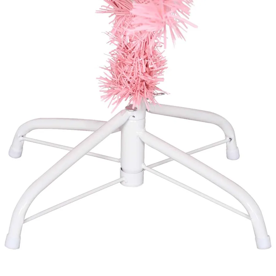 Sapin de Noël artificiel avec support rose 120 cm PVC - 5