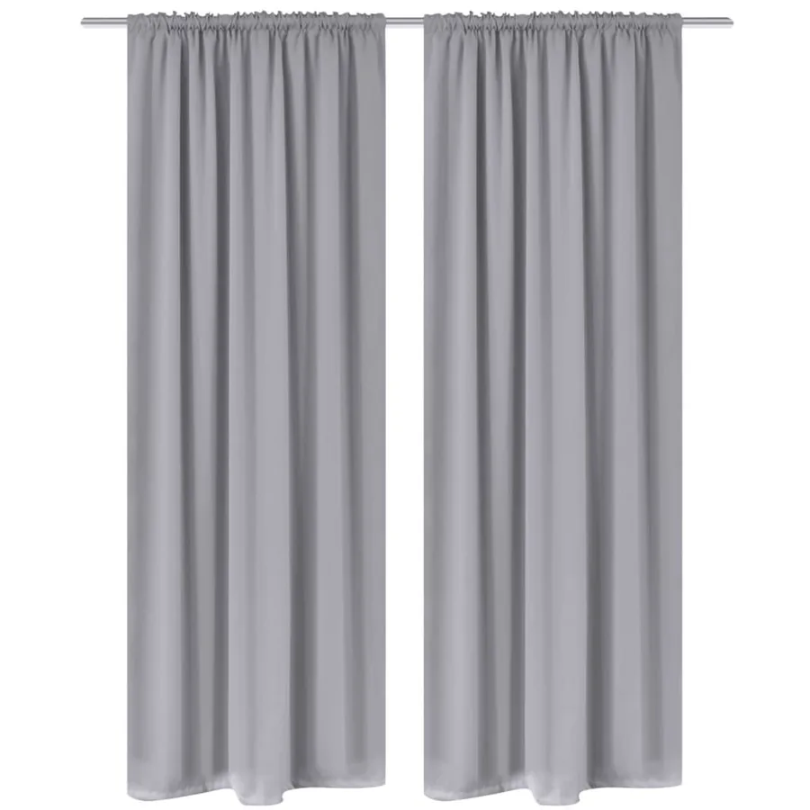 Rideaux occultants à fentes 2 pcs Gris 135 x 245 cm