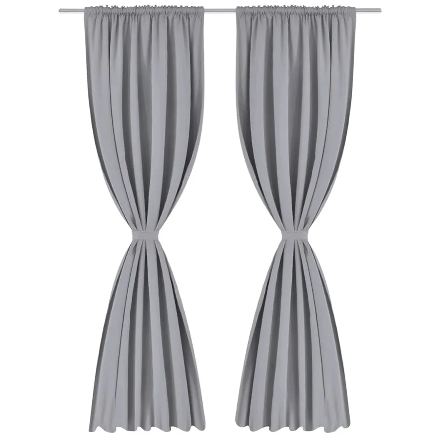 Rideaux occultants à fentes 2 pcs Gris 135 x 245 cm - 2