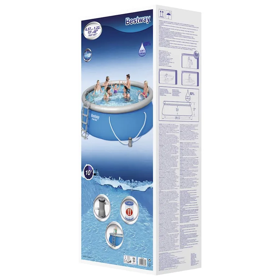 Bestway Ensemble de piscine gonflable ronde Fast Set 457x122 cm - 9