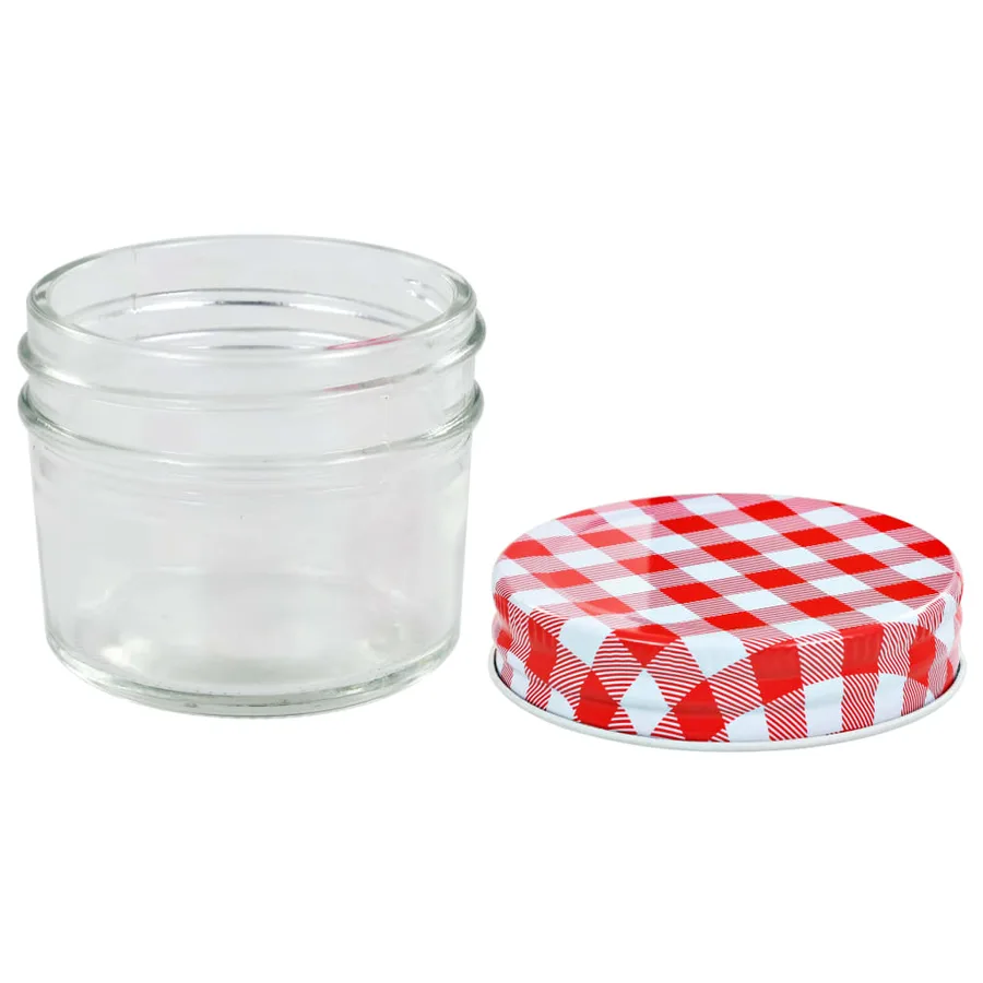 24 pcs Pots à confiture Couvercles blanc et rouge Verre 110 ml - 4