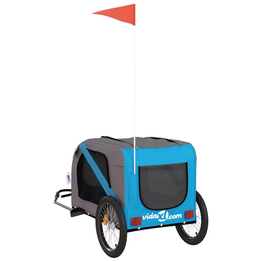 Remorque de vélo pour animaux de compagnie bleu et gris - 8