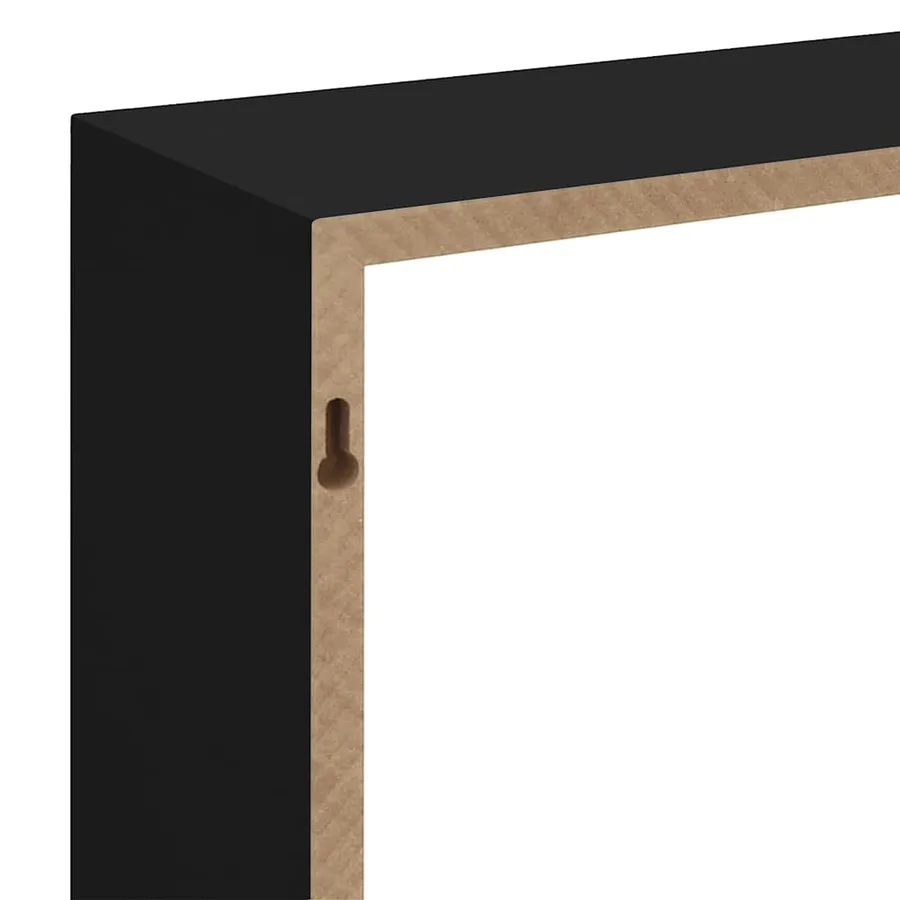 Étagères murales sous forme de cube 3 pcs Noir MDF - 9