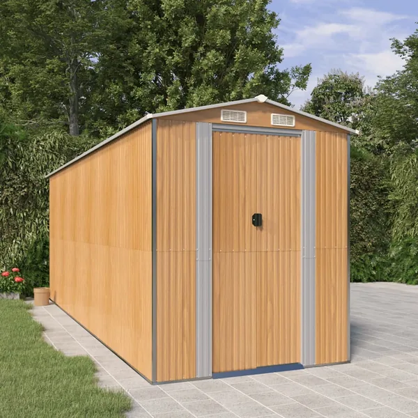 Abri de jardin Marron clair 192x523x223 cm Métal galvanisé