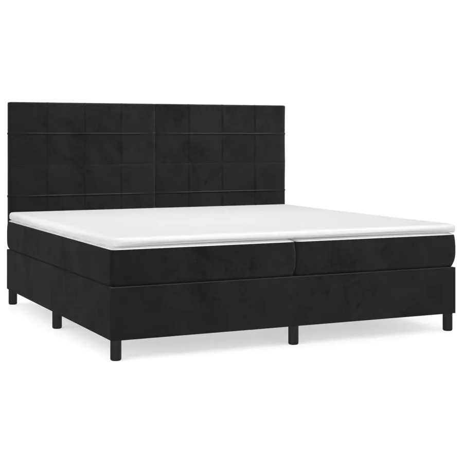 Sommier à lattes de lit et matelas Noir 200x200 cm Velours - 2