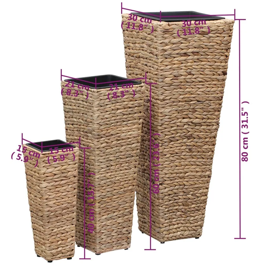 Lits surélevés 3 pcs Jacinthe d'eau Marron - 8