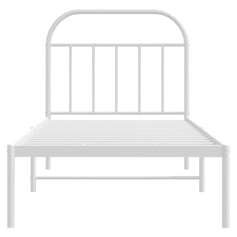 Cadre de lit métal sans matelas avec tête de lit blanc 90x200cm - 6