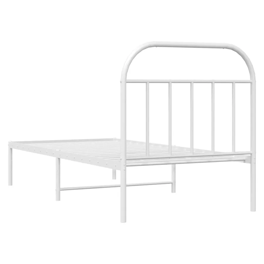 Cadre de lit métal sans matelas avec tête de lit blanc 90x200cm - 8