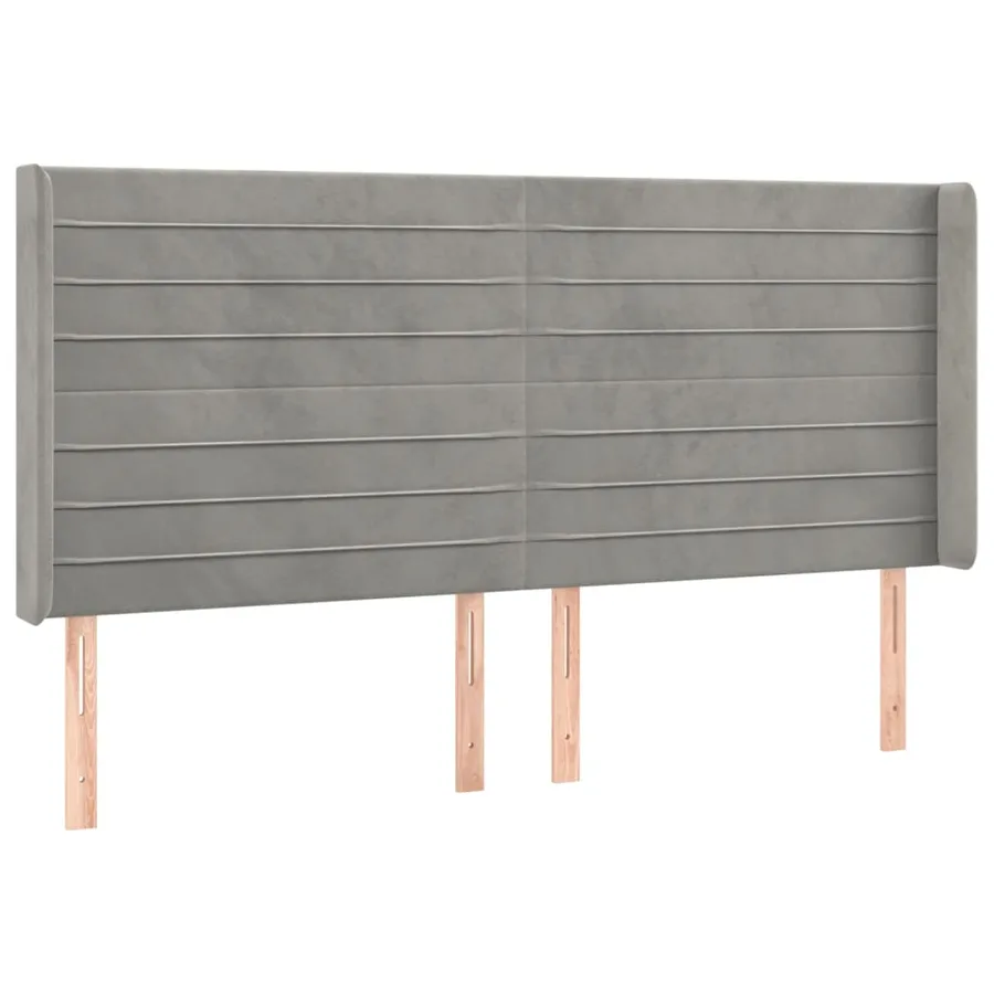 Tête de lit à LED Gris clair 163x16x118/128 cm Velours - 3
