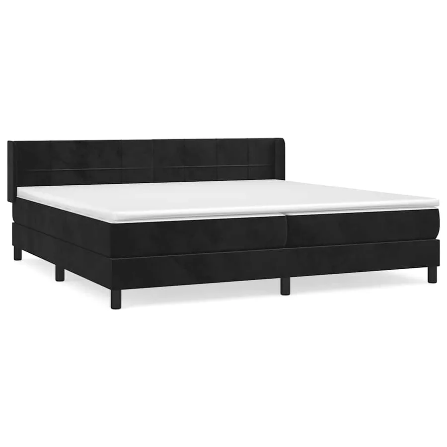 Sommier à lattes de lit et matelas Noir 200x200 cm Velours - 2