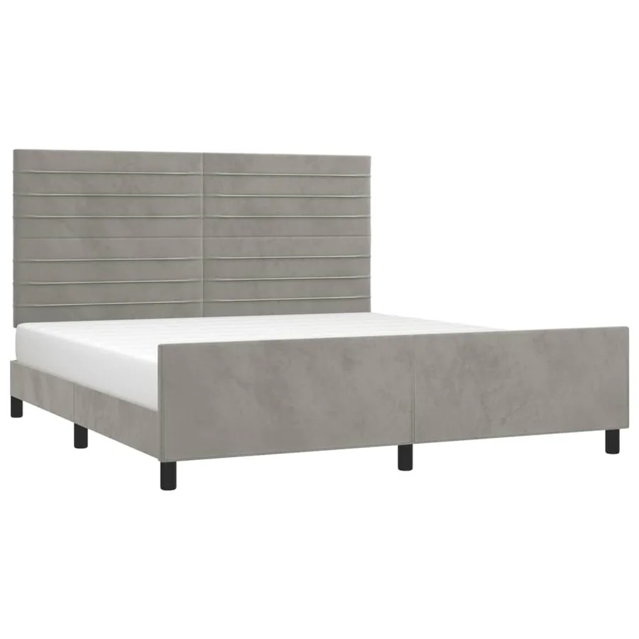 Cadre de lit sans matelas gris clair 160x200 cm velours - 3