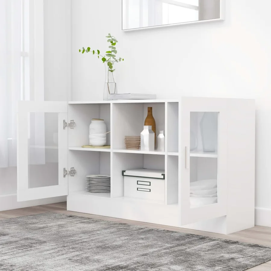 Armoire à vitrine Blanc 120x30,5x70 cm Bois d'ingénierie - 3