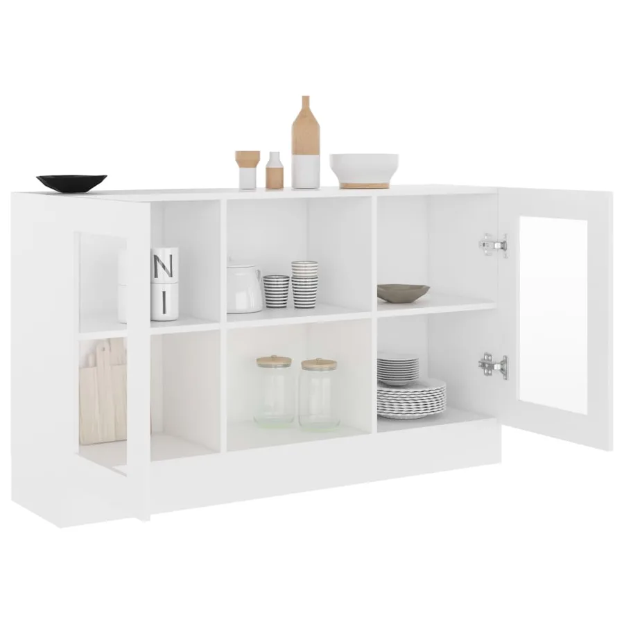 Armoire à vitrine Blanc 120x30,5x70 cm Bois d'ingénierie - 7