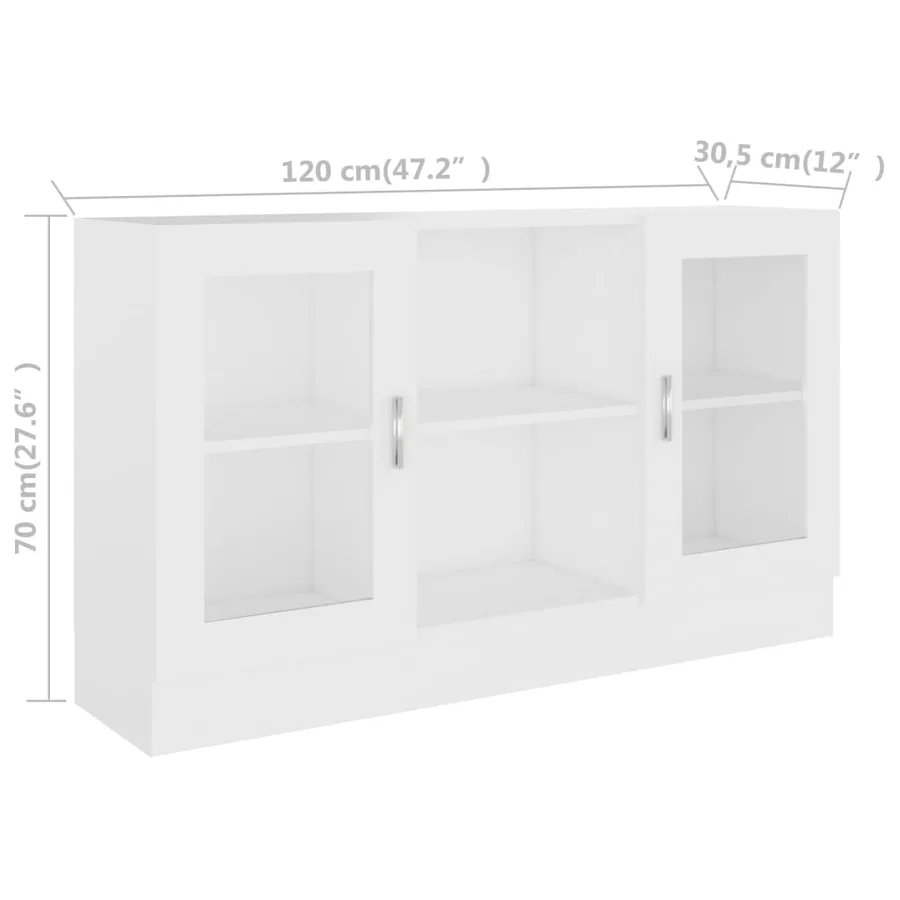 Armoire à vitrine Blanc 120x30,5x70 cm Bois d'ingénierie - 8