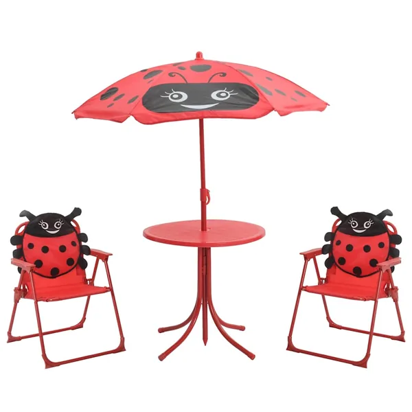 Jeu de bistro avec parasol pour enfants 3 pcs Rouge