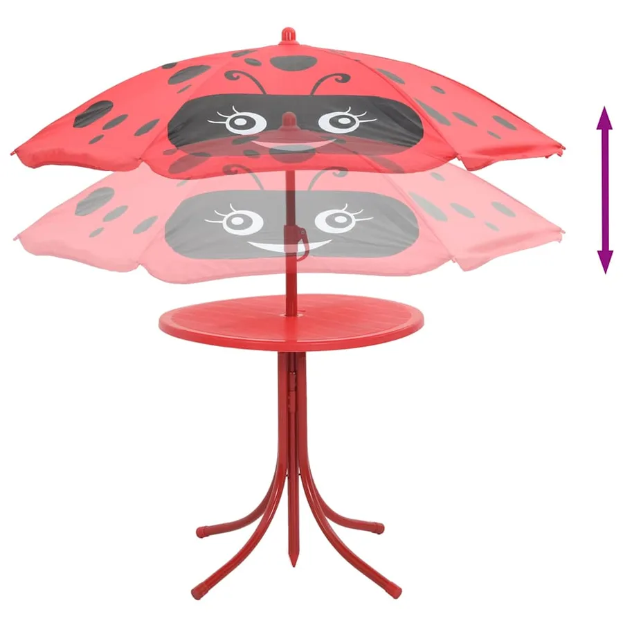 Jeu de bistro avec parasol pour enfants 3 pcs Rouge - 10