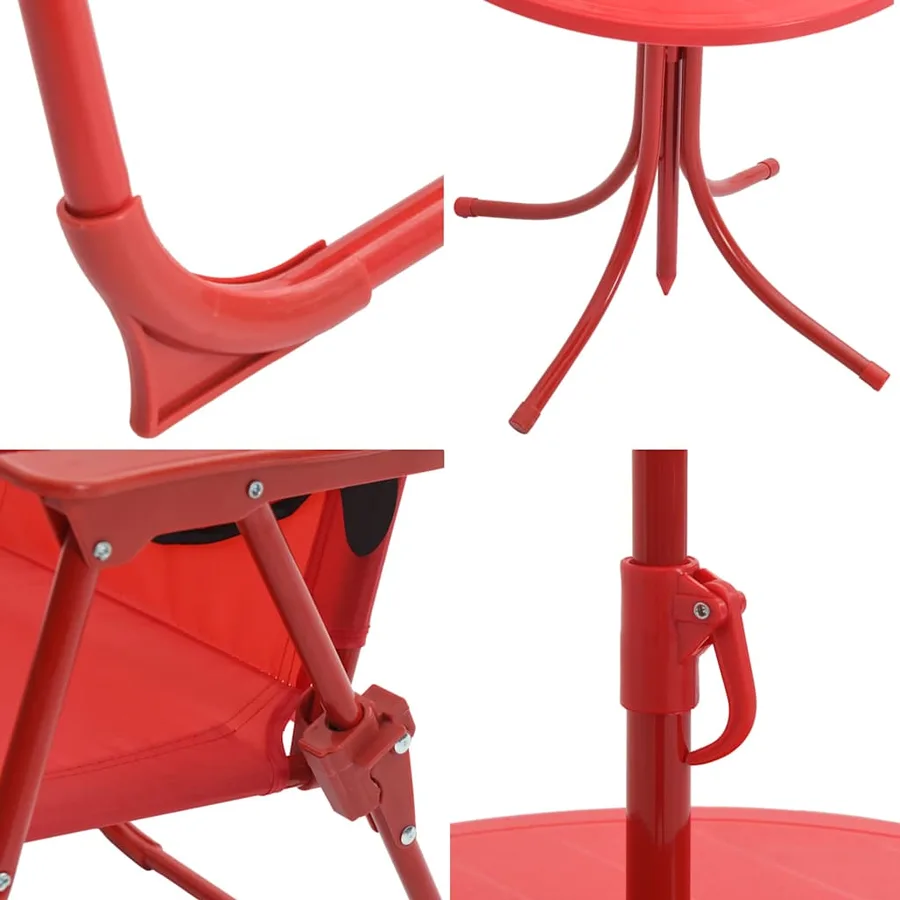 Jeu de bistro avec parasol pour enfants 3 pcs Rouge - 12