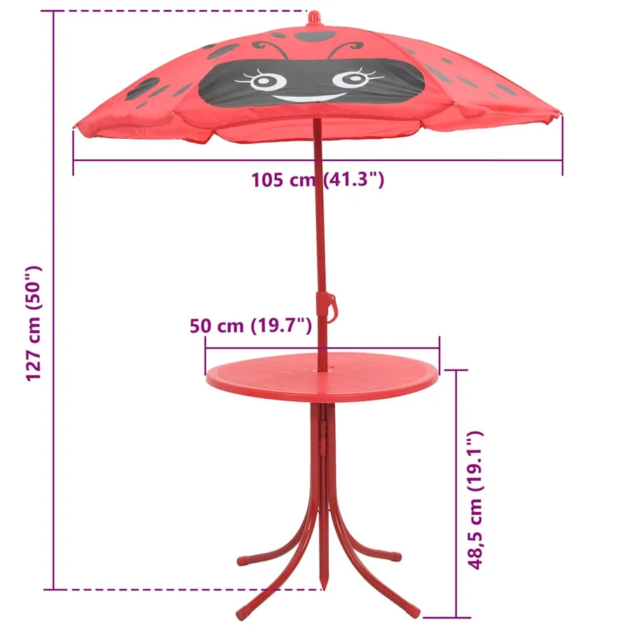 Jeu de bistro avec parasol pour enfants 3 pcs Rouge - 14