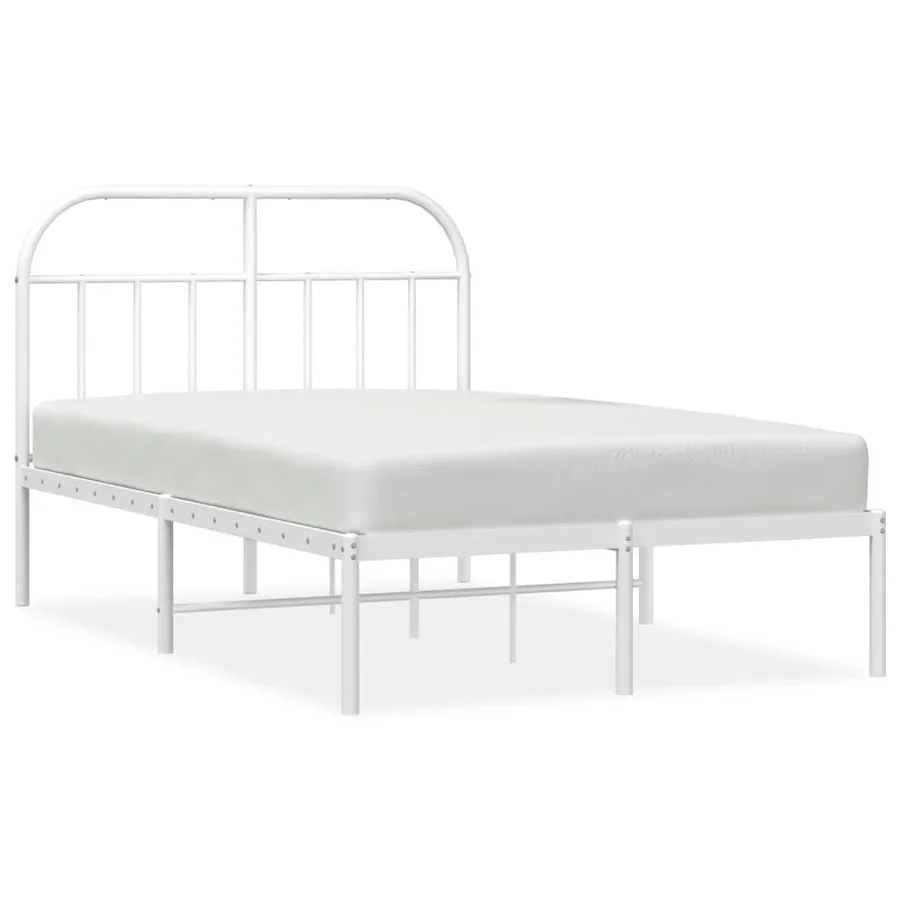 Cadre de lit métal sans matelas et tête de lit blanc 120x200 cm - 2