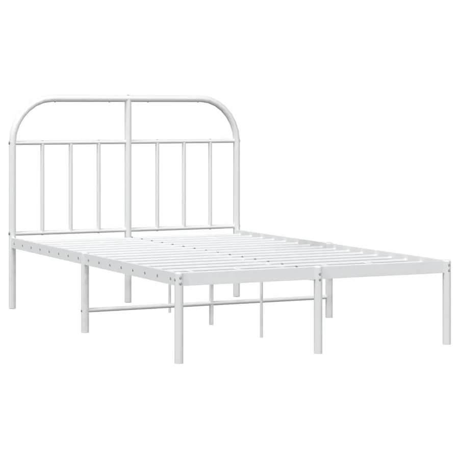 Cadre de lit métal sans matelas et tête de lit blanc 120x200 cm - 3