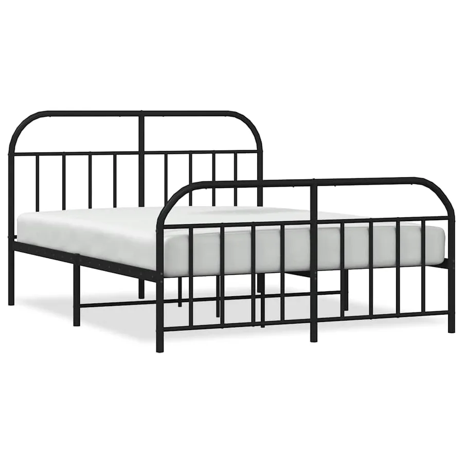 Cadre de lit métal sans matelas avec pied de lit noir 160x200cm - 2