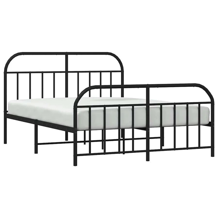 Cadre de lit métal sans matelas avec pied de lit noir 160x200cm - 5