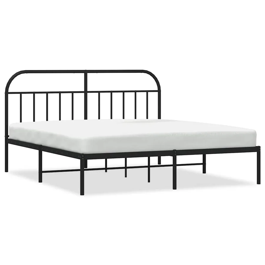 Cadre de lit métal sans matelas avec tête de lit noir 183x213cm - 2