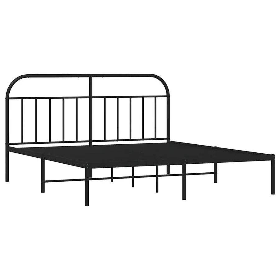 Cadre de lit métal sans matelas avec tête de lit noir 183x213cm - 3
