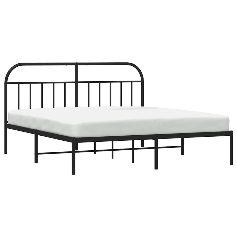 Cadre de lit métal sans matelas avec tête de lit noir 183x213cm - 5